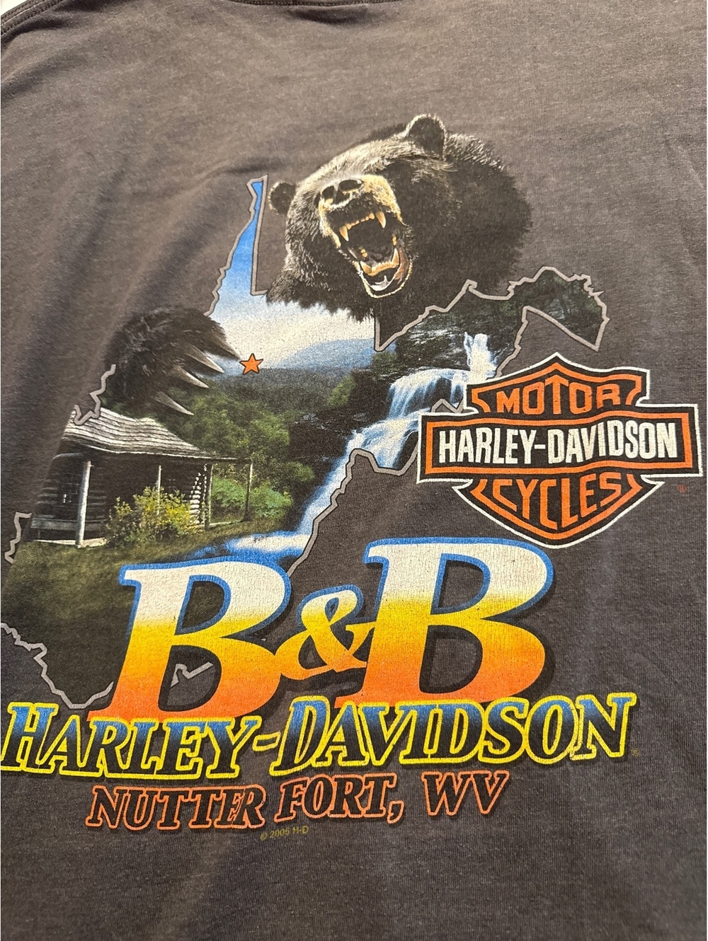 Harley-Davidson B&B Nutter Fort WV Gray T-Shirt with Pocket Logo - Picture 6 of 6